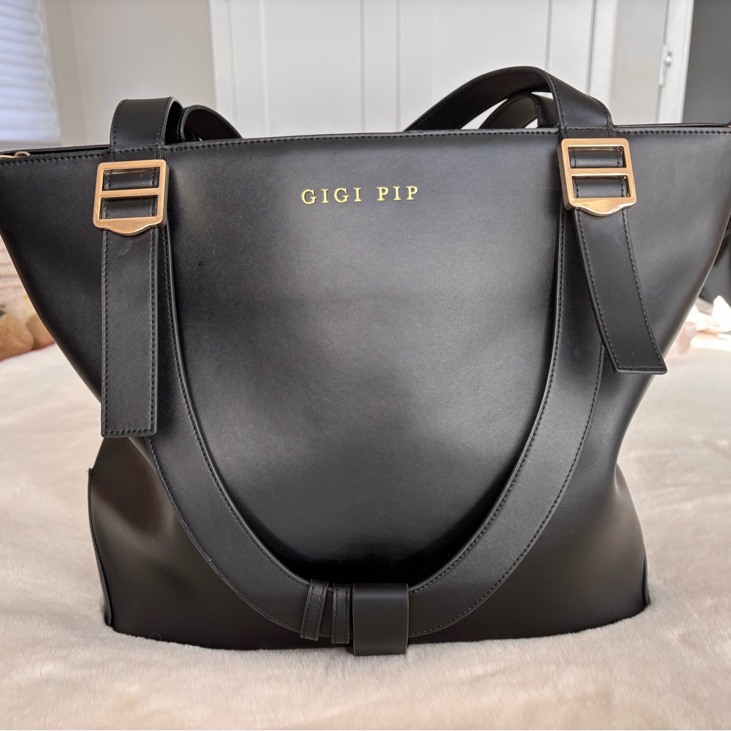 Gigi Pip Black Tote With Gold Accents